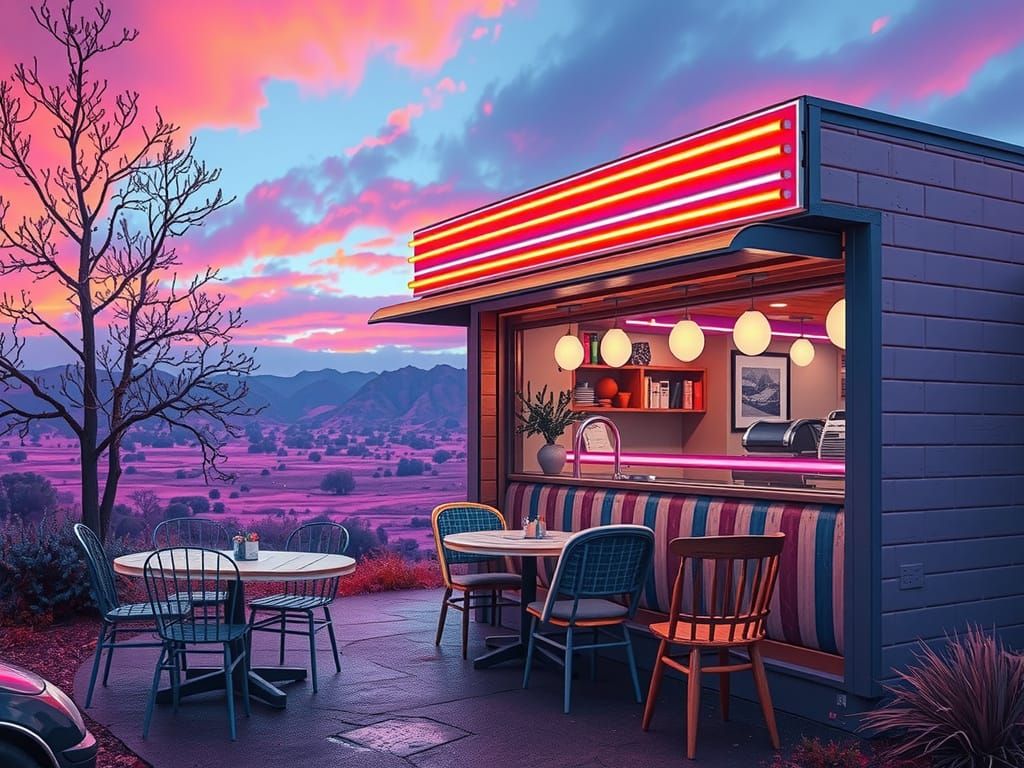 Cosmic Diner in Neon Dreamscape