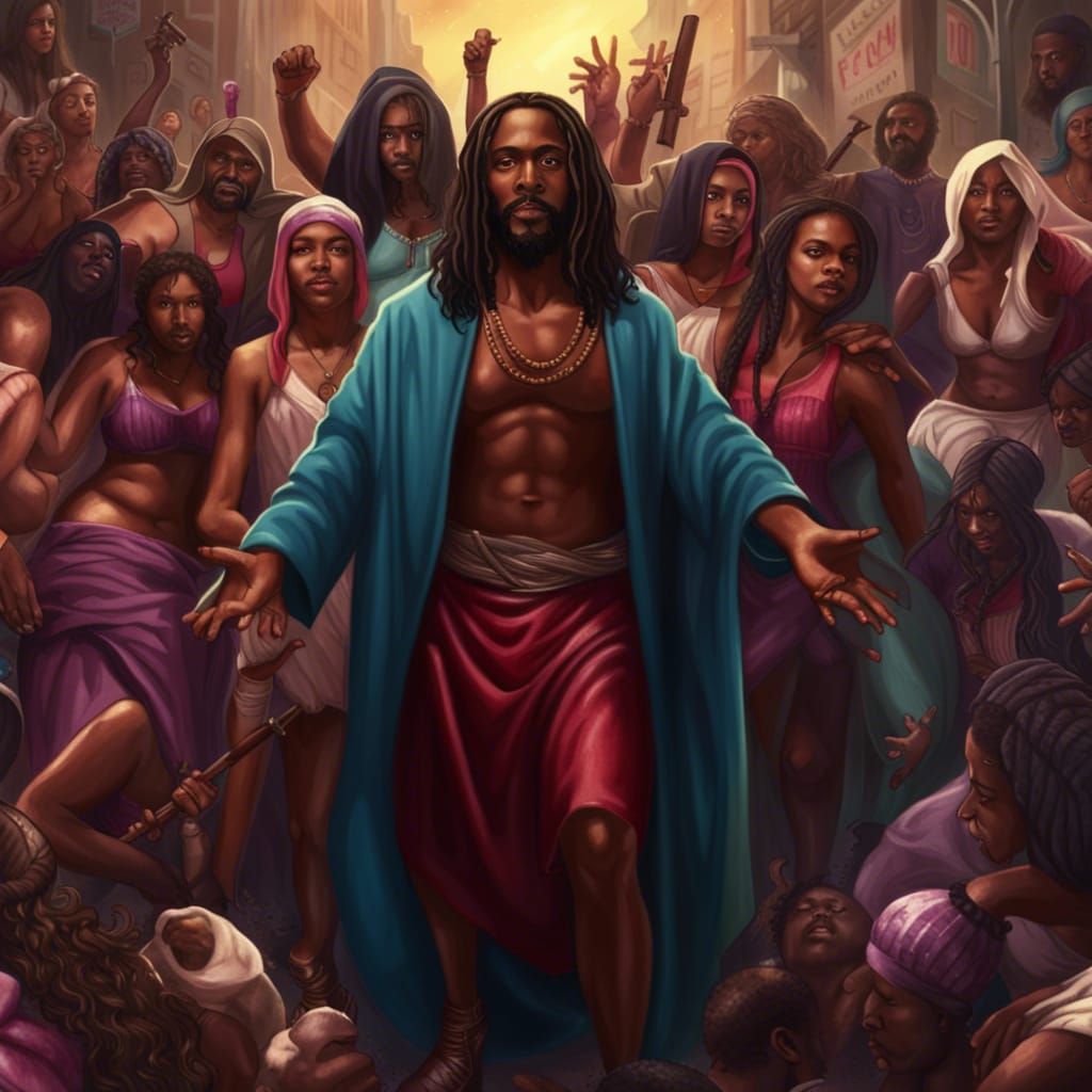 Black Jesus Christ Among Female Disciples: Redemption Art