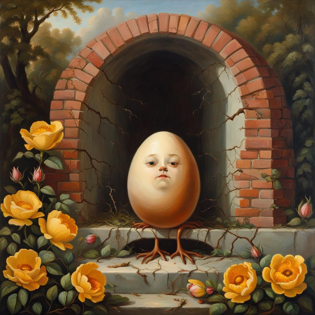 Anthropomorphic Egg Portrait in Gothic Style