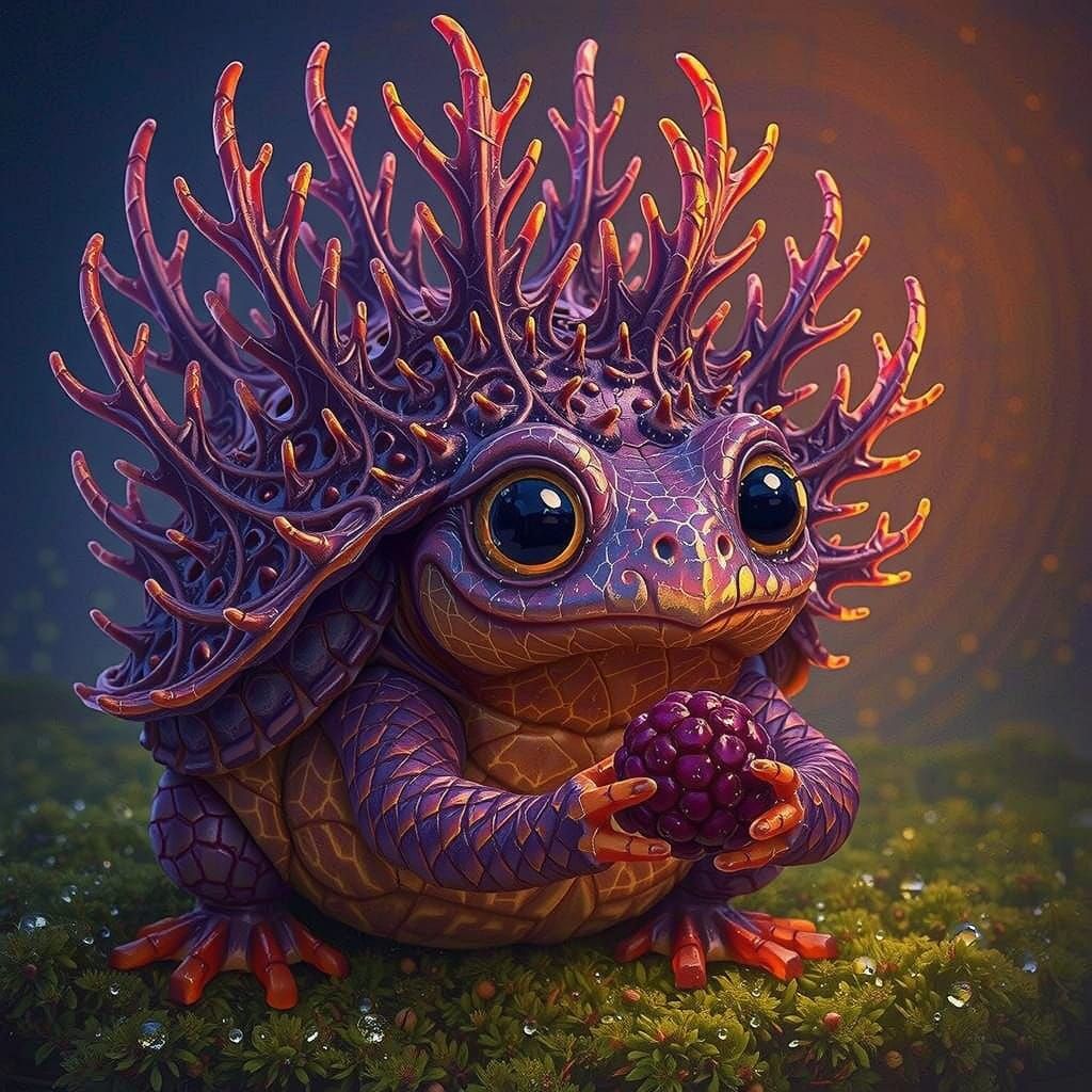Adorable Frog-Tortoise Creature in Mystical Forest