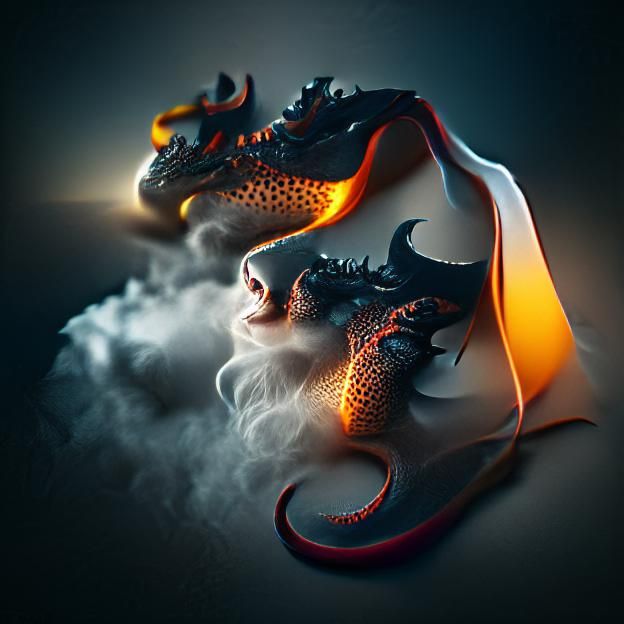Majestic Fantasy Dragons in Volumetric Lighting