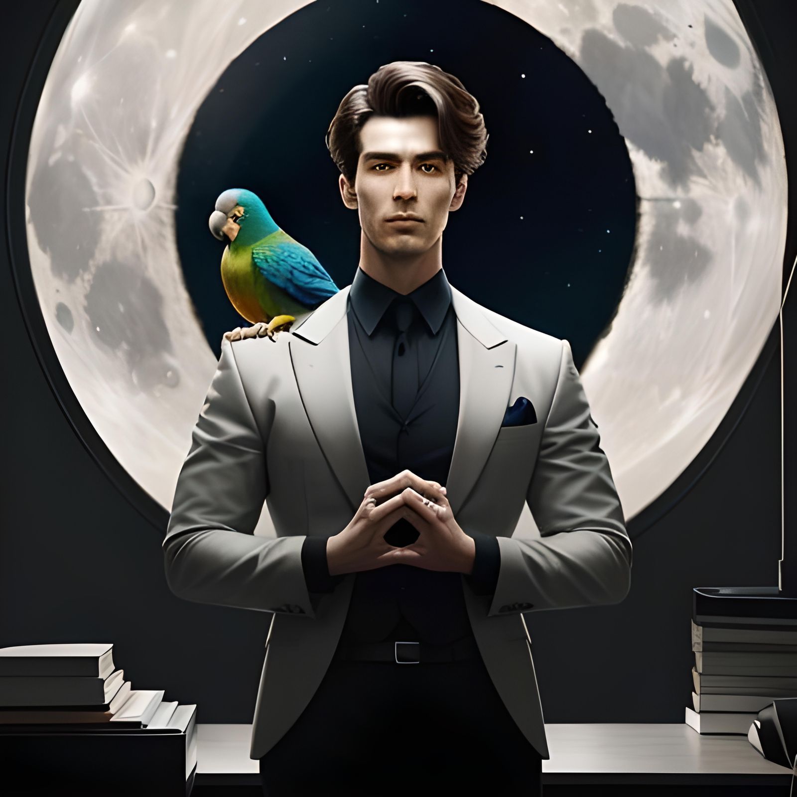 Hippie on the Moon with Parrot