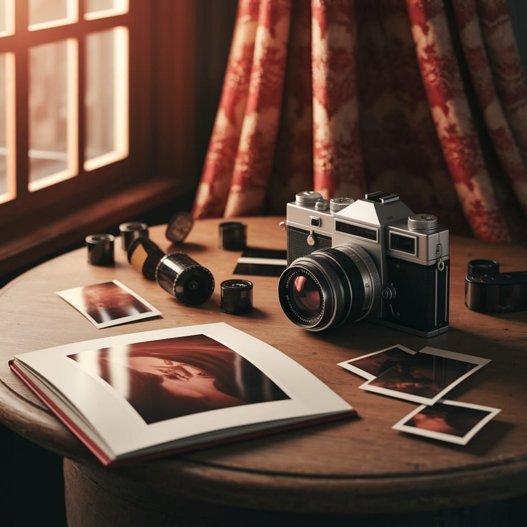 Nostalgic Vintage Photography Scene with Film Camera