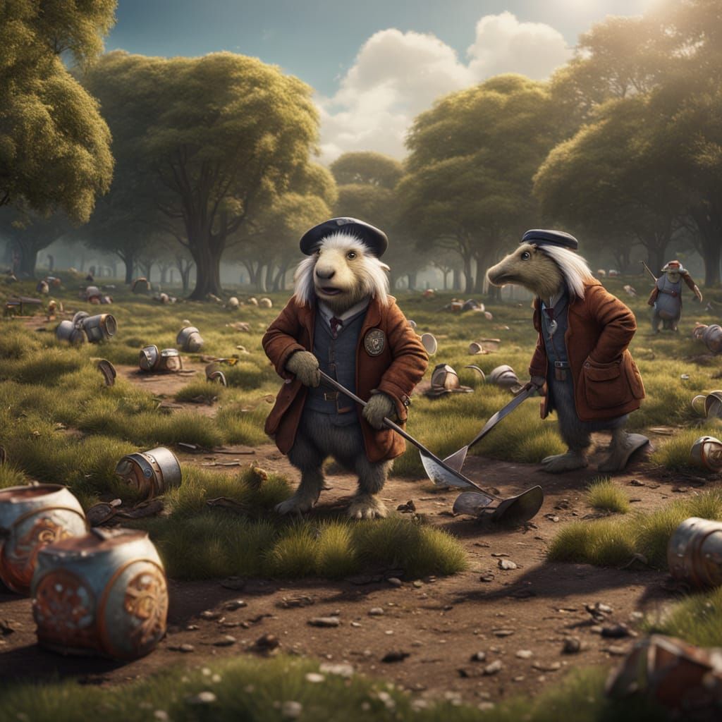 Wombles in Vibrant Wimbledon Common, a Fantastical Matte Pai...