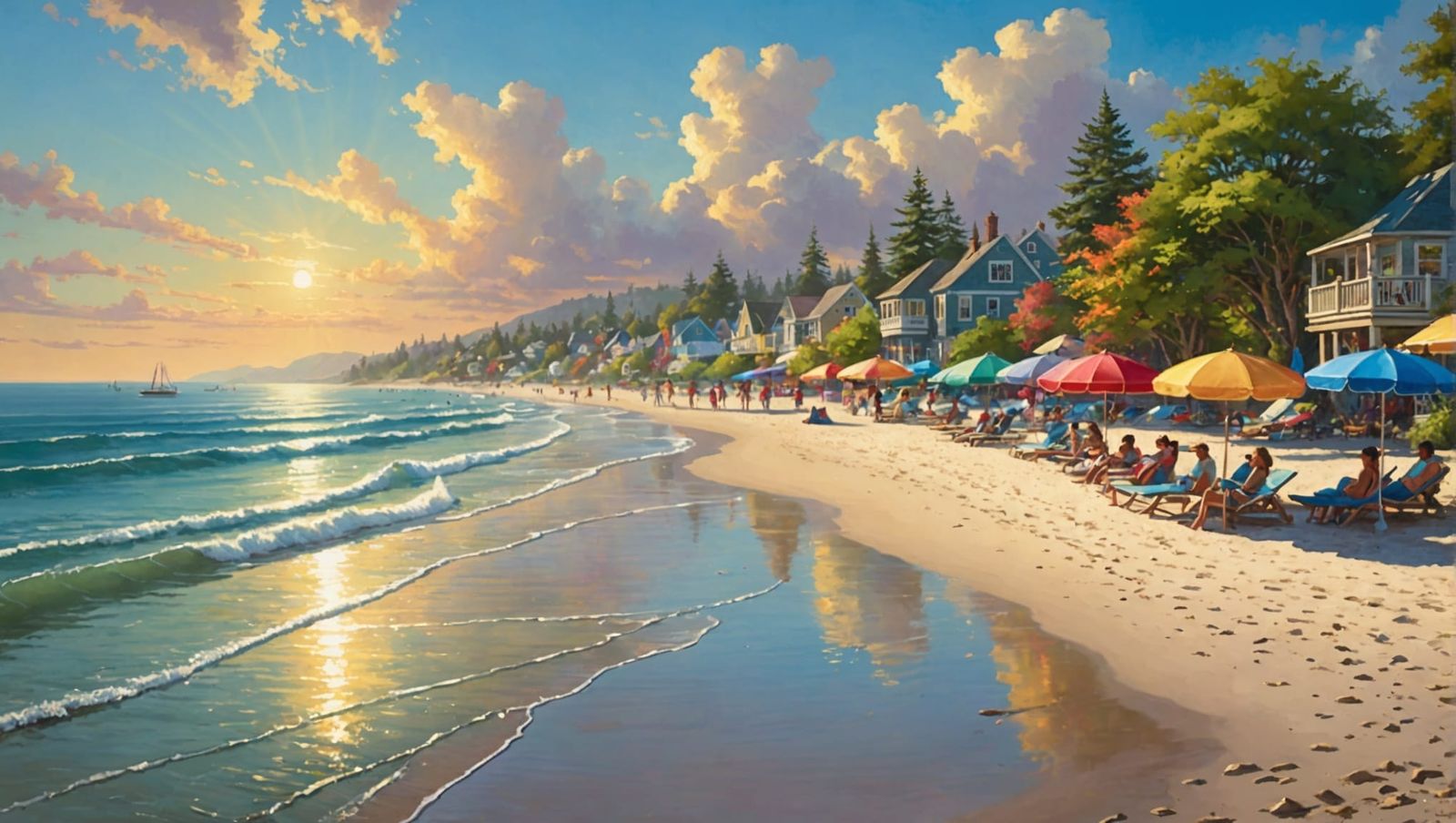 Summer Beach Scene in Digital Painting Style