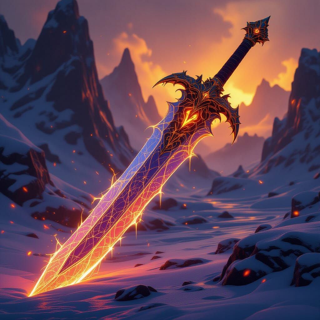 Ice and Fire Sword: Dark Fantasy Concept Art