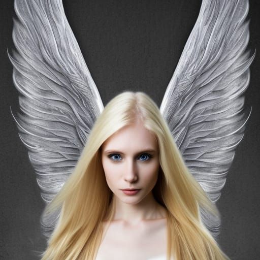 Ethereal Female Warrior Angel in Silver Armor