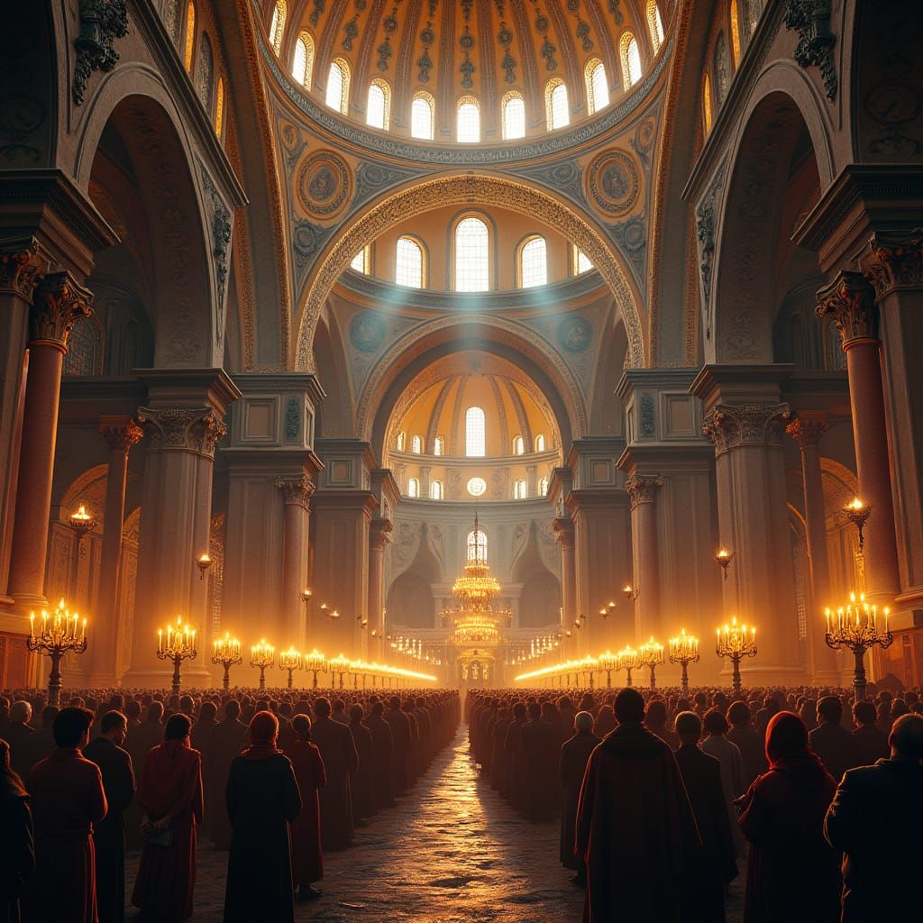 Byzantine Hagia Sophia Radiates Golden Splendor