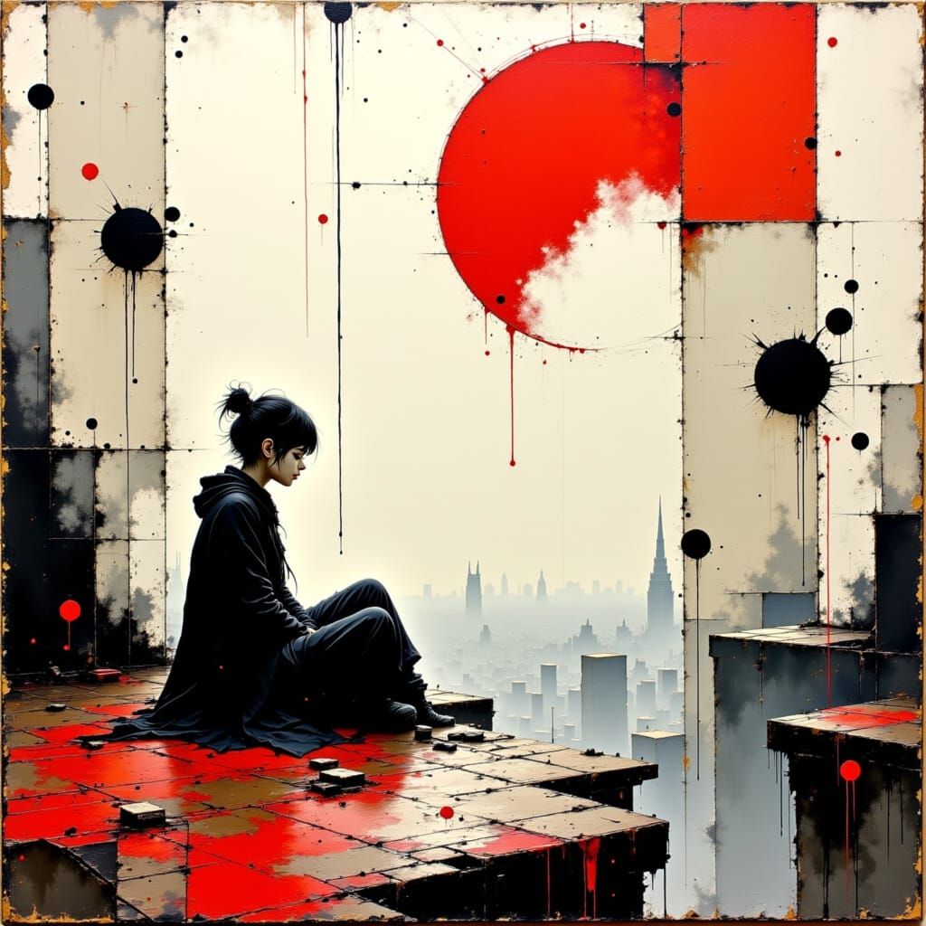 Dystopian Figure in Impasto Oil Painting