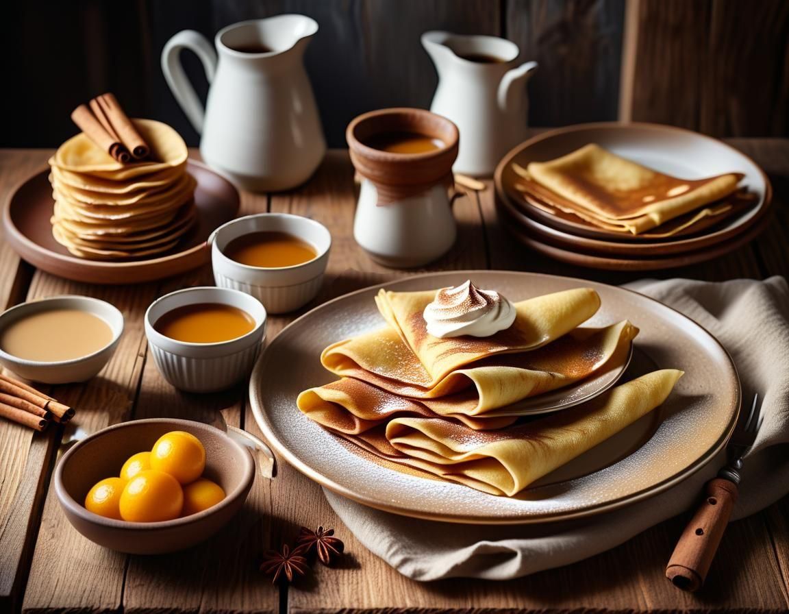 Golden-Brown Crêpes in Soft Morning Light