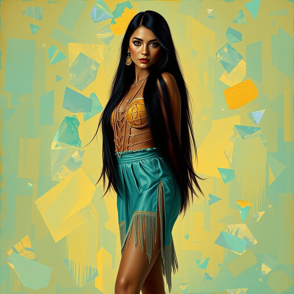 Native American Goddess in Turquoise Splendor