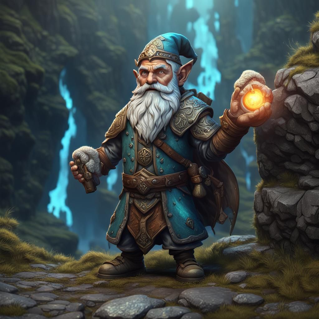Rock Gnome Acolyte Cleric: Detailed Matte Painting