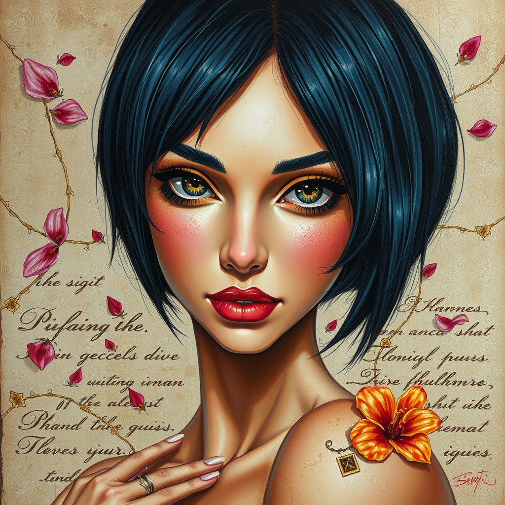 Graceful Woman with Expressive Eyes in 80s Style