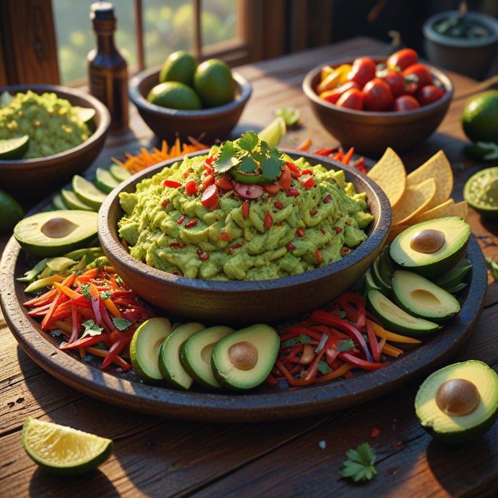 Spicy Guacamole Concept Art in Golden Hour Lighting