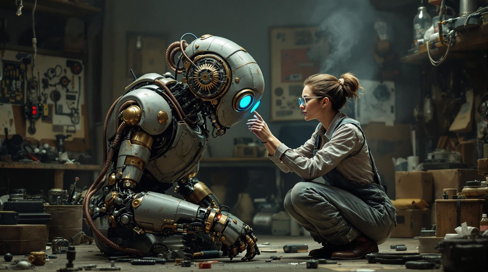 Sturdy Robot Meets Human Inventor in Industrial Workshop