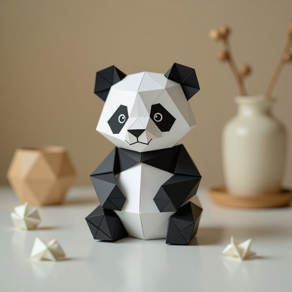 Origami Paper Panda in Soft Focus