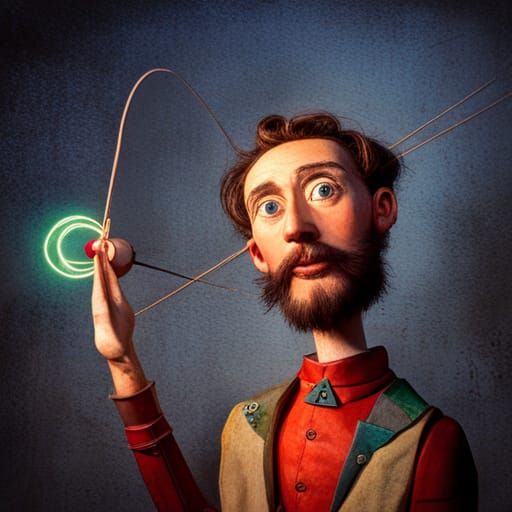 Colorful Mechanical Puppets in a Starry Night Scene