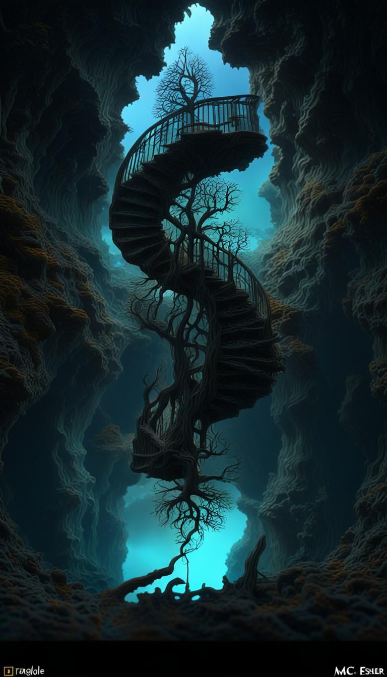 Impossible Staircase in M.C. Escher Style