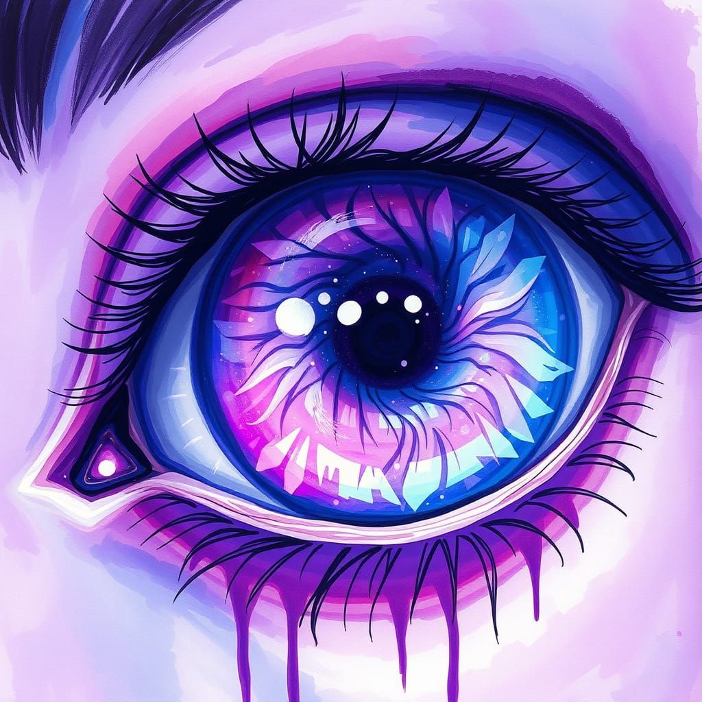 Ethereal Cosmic Eye with Iridescent Iris