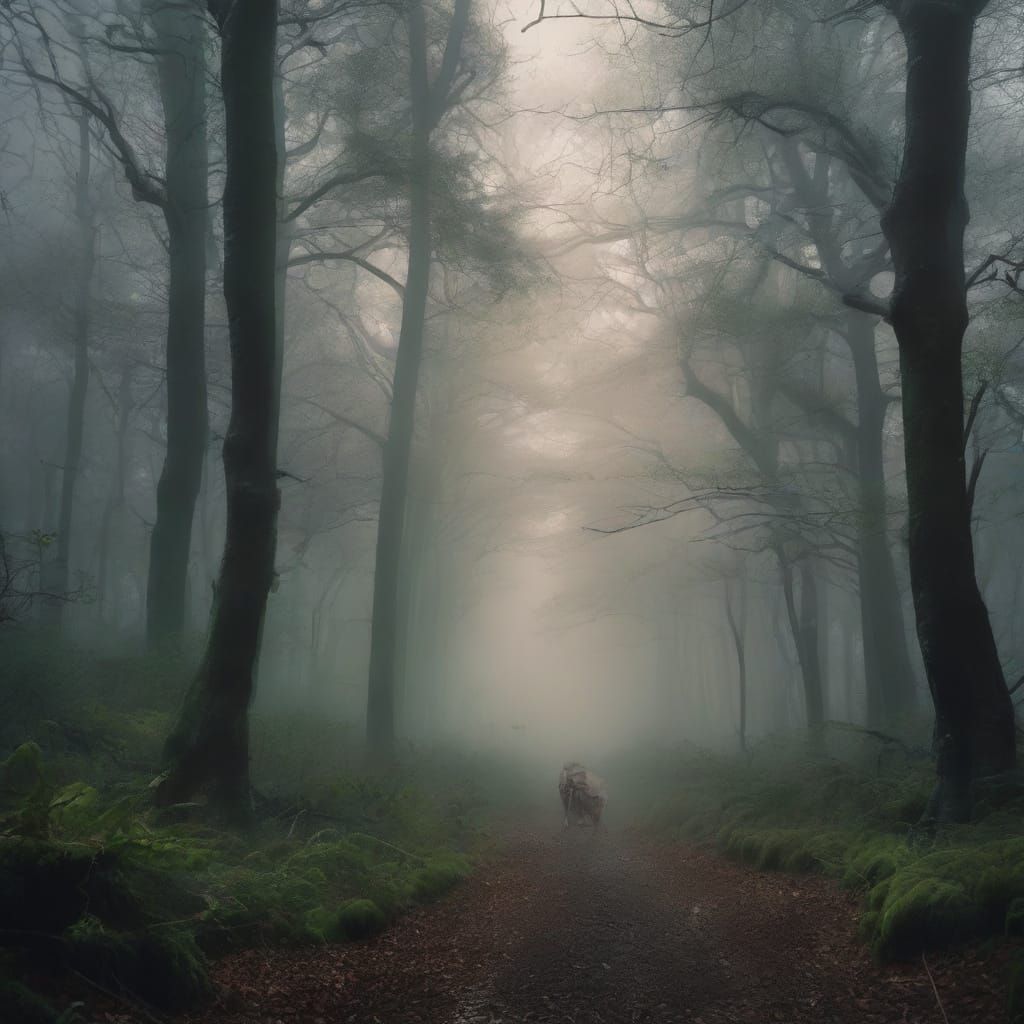 Wild Cat in Ethereal Forest Mist