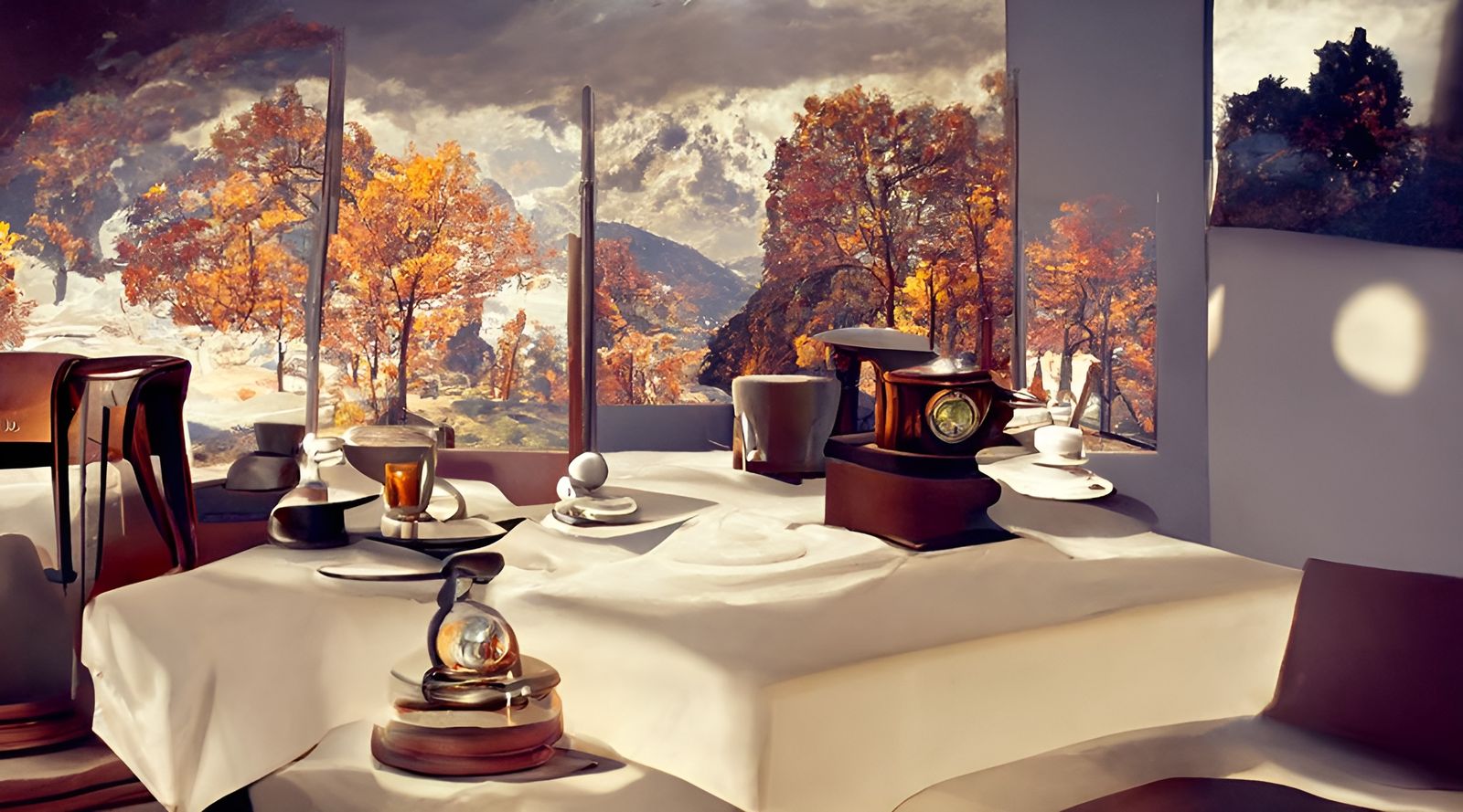 Vintage Art Cafe Inspired by Hopper and Rockwell