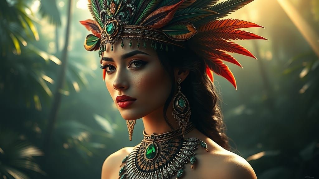 Amazonian Goddess Portrait in Hyperrealistic Style