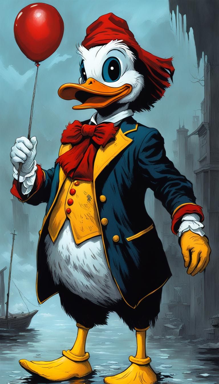 Horrific Duck in Engraving Style