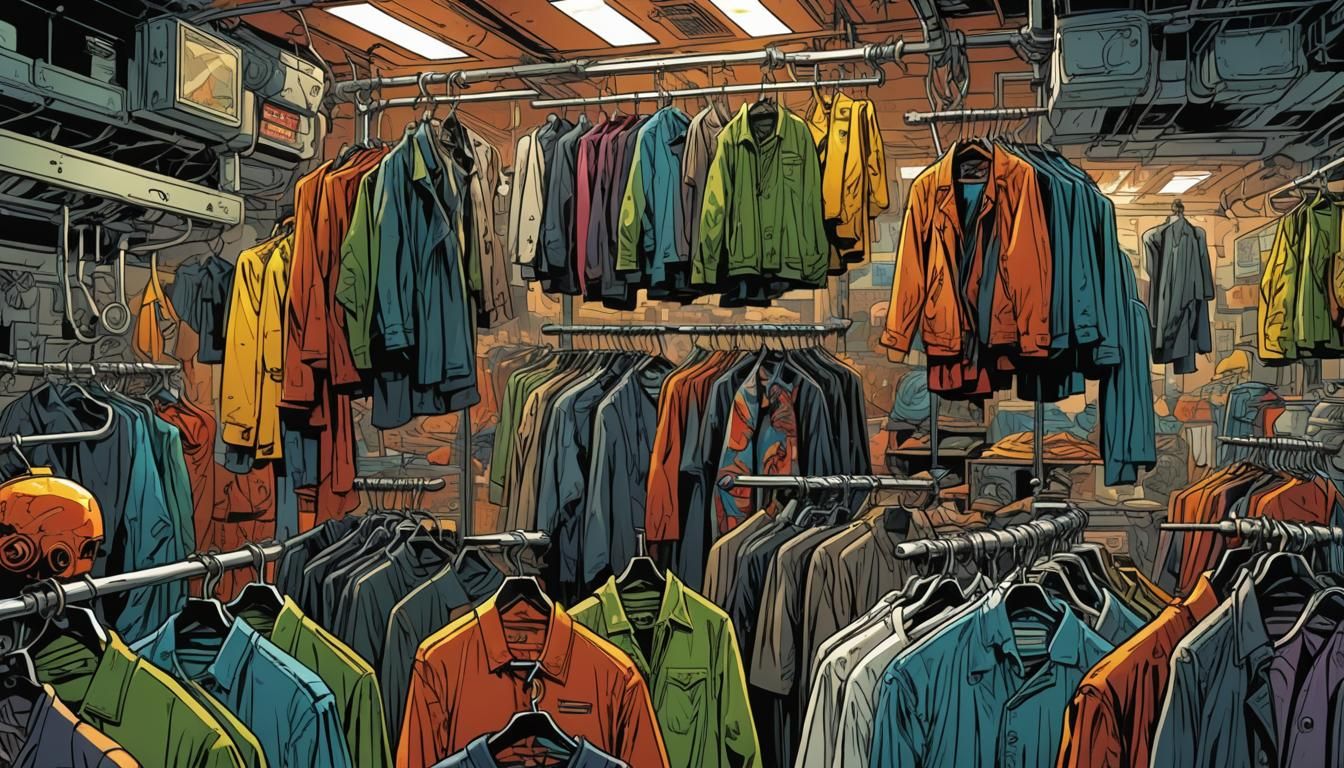 Androids on Hangers in Toxic Comic Art Style