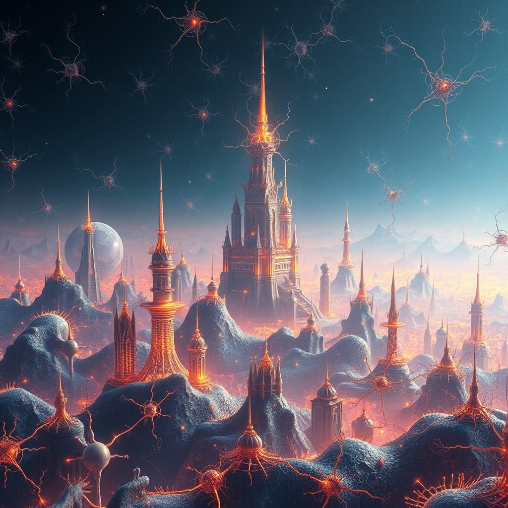 Neural Metropolis: Iridescent City of Interconnected Synapse...