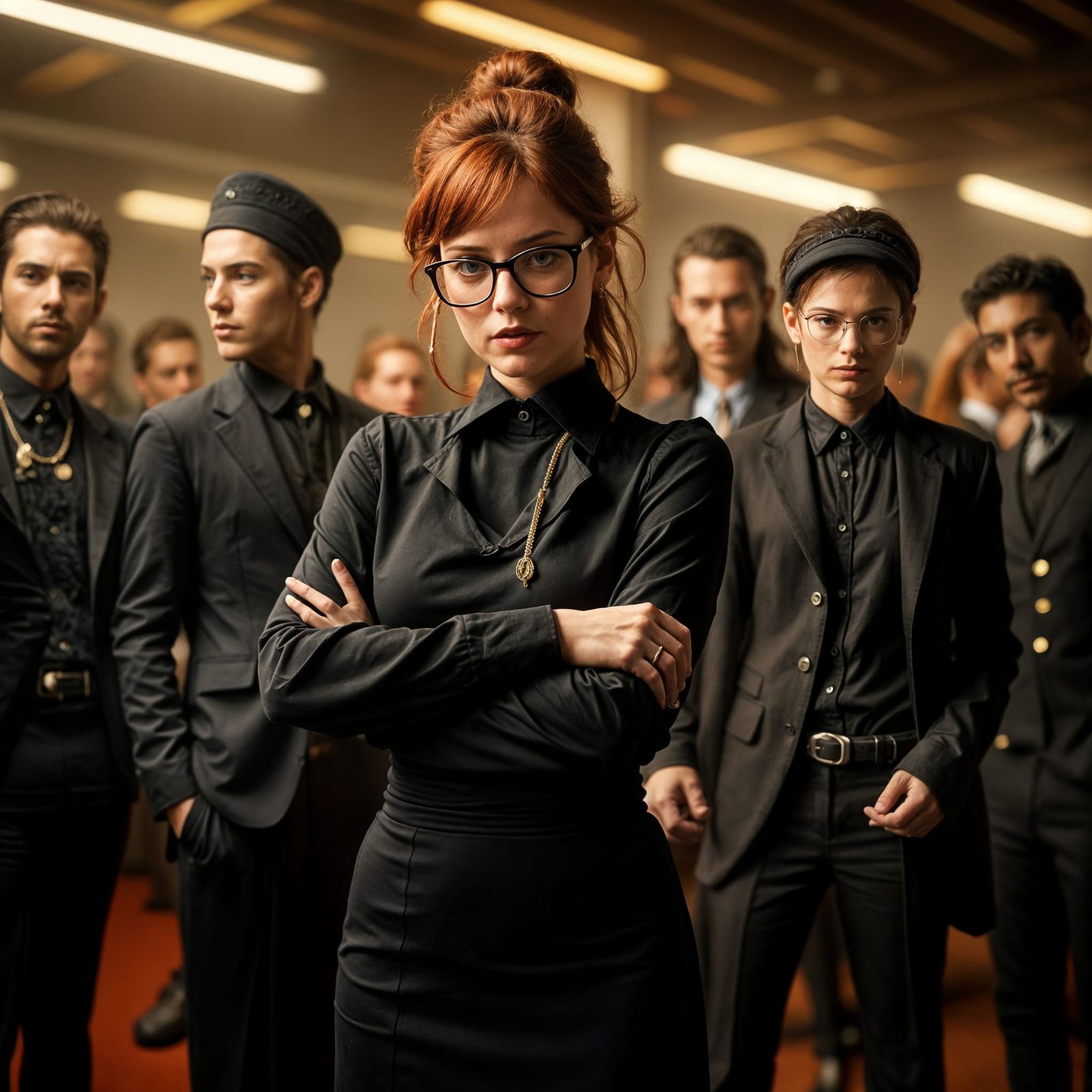 Impassioned Woman Dominates Rock Band Backstage