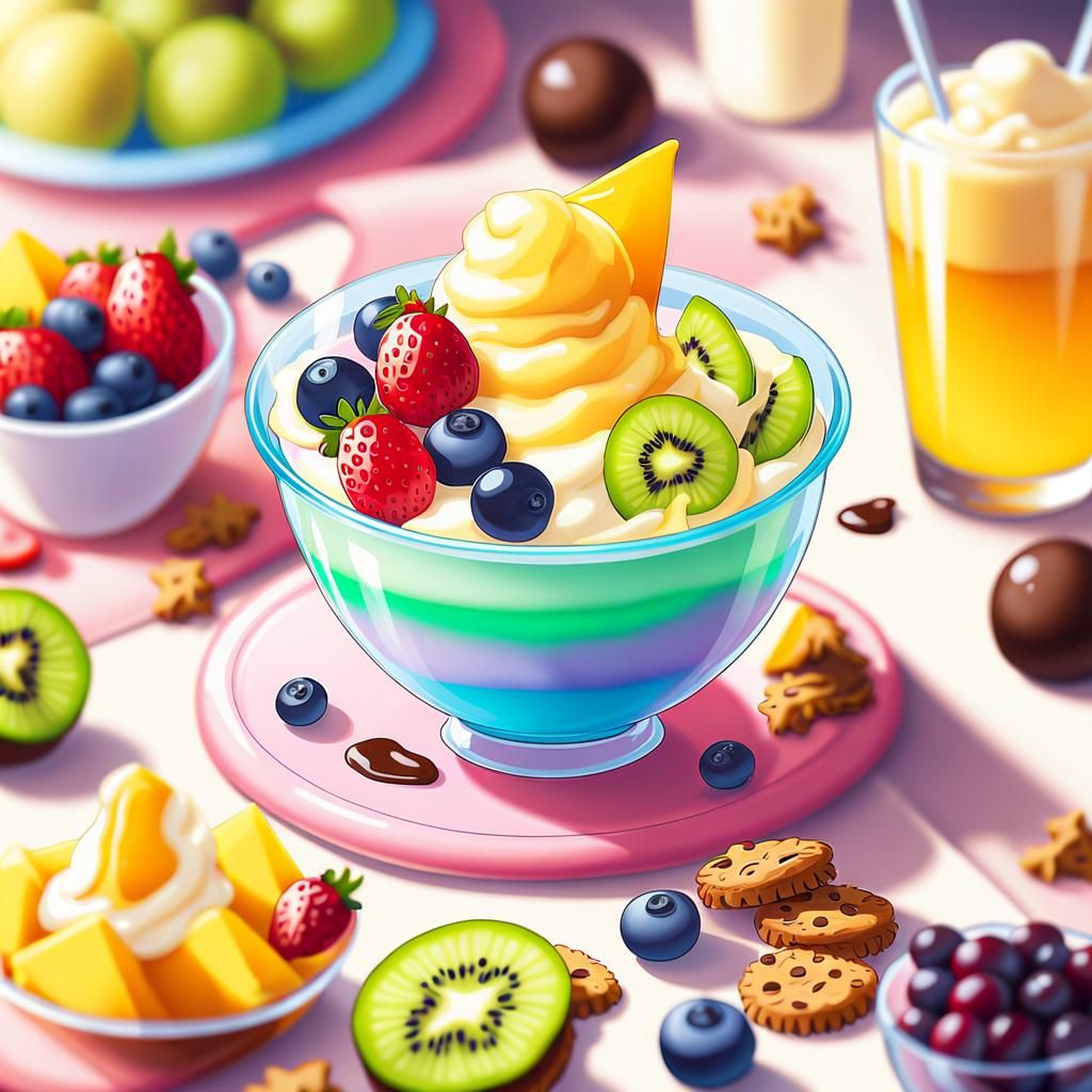 Pastel Dessert Still Life with Snow Ice