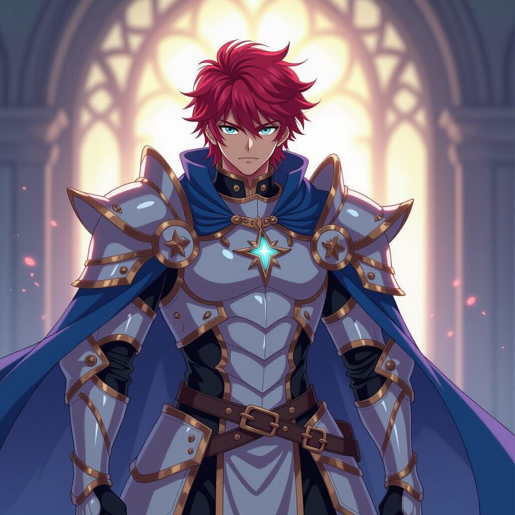 Anime Astral Knight in Cel-Shaded Style