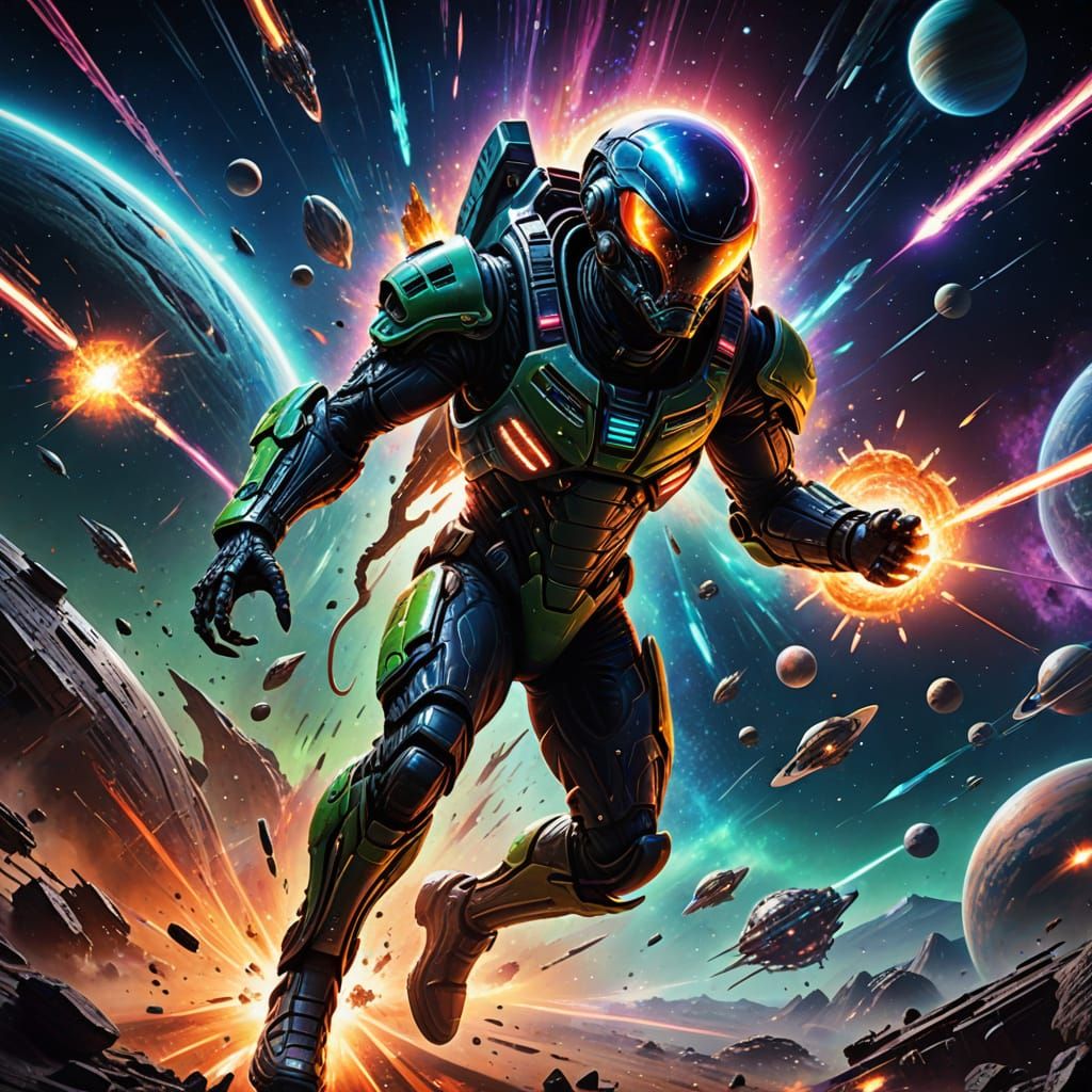 Alien Escape: Sci-Fi Explosion in Neon Colors