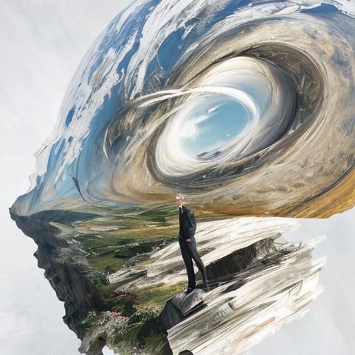 Surreal Transparent Man in Oversized Suit