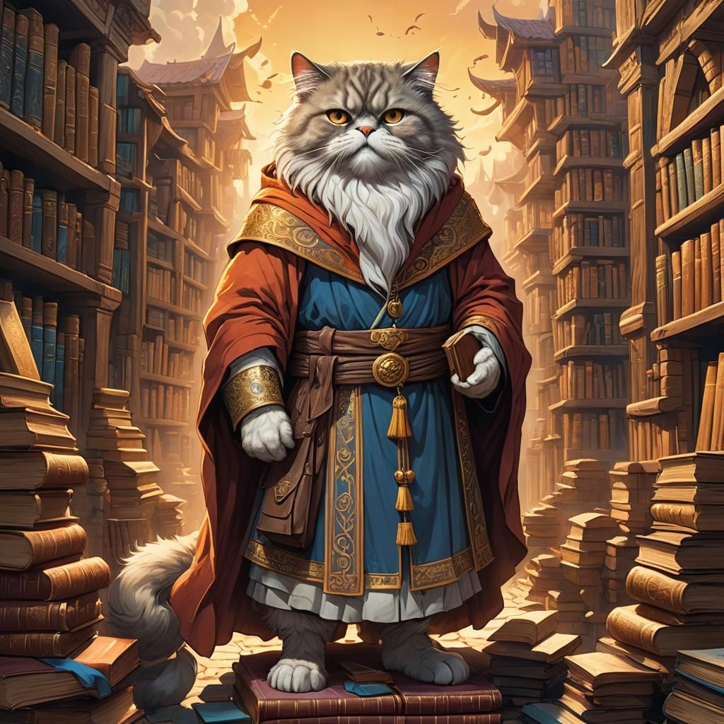 Persian Cat Wizard in Epic Fantasy Style