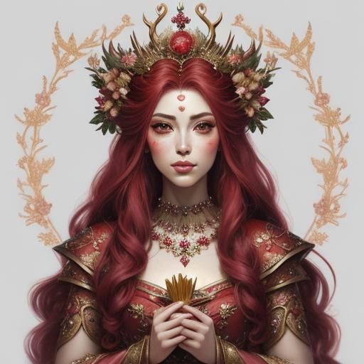 Glittering Girl with Flowers: Fantasy Art