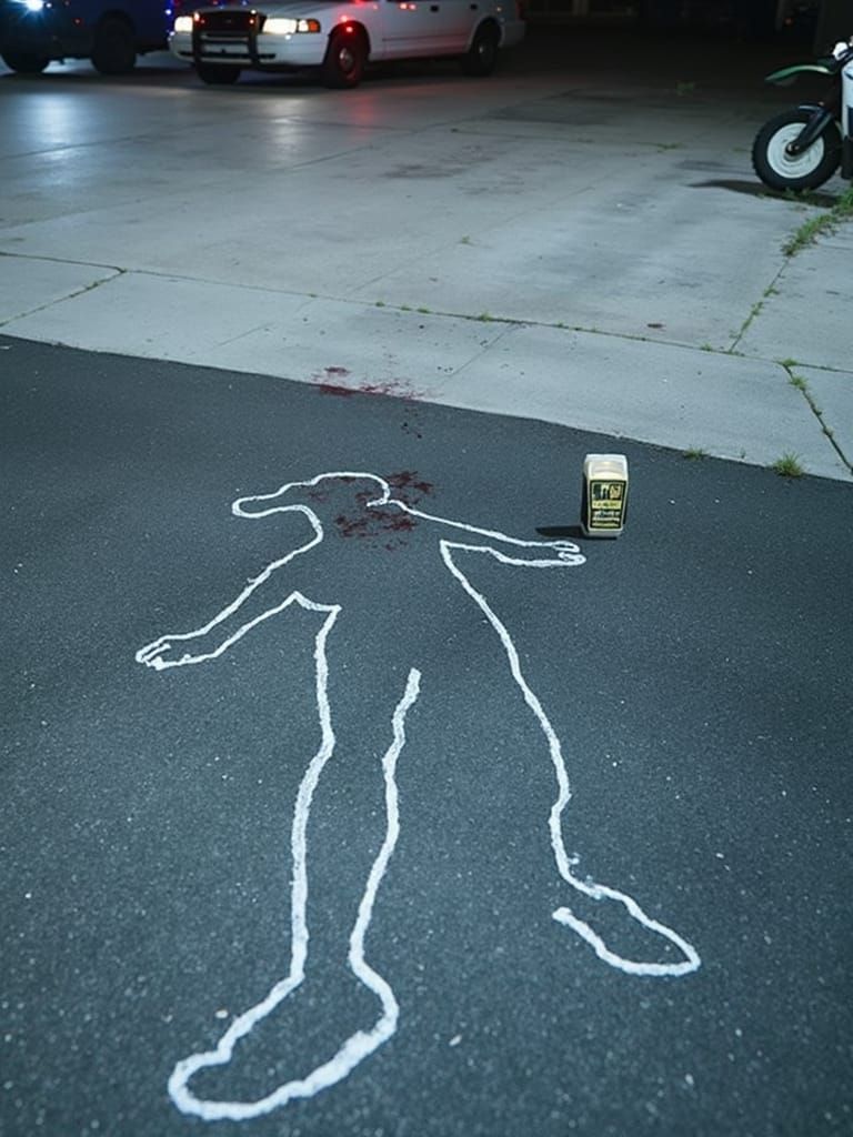 Eerie Crime Scene at Night in Hyper-Realistic Style