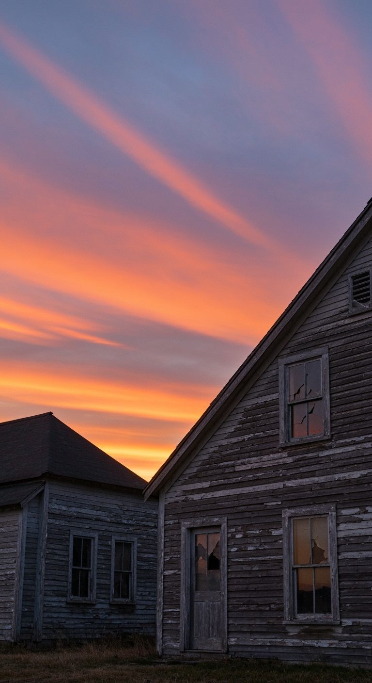 Forgotten Town at Sunset: Digital Art Landscape