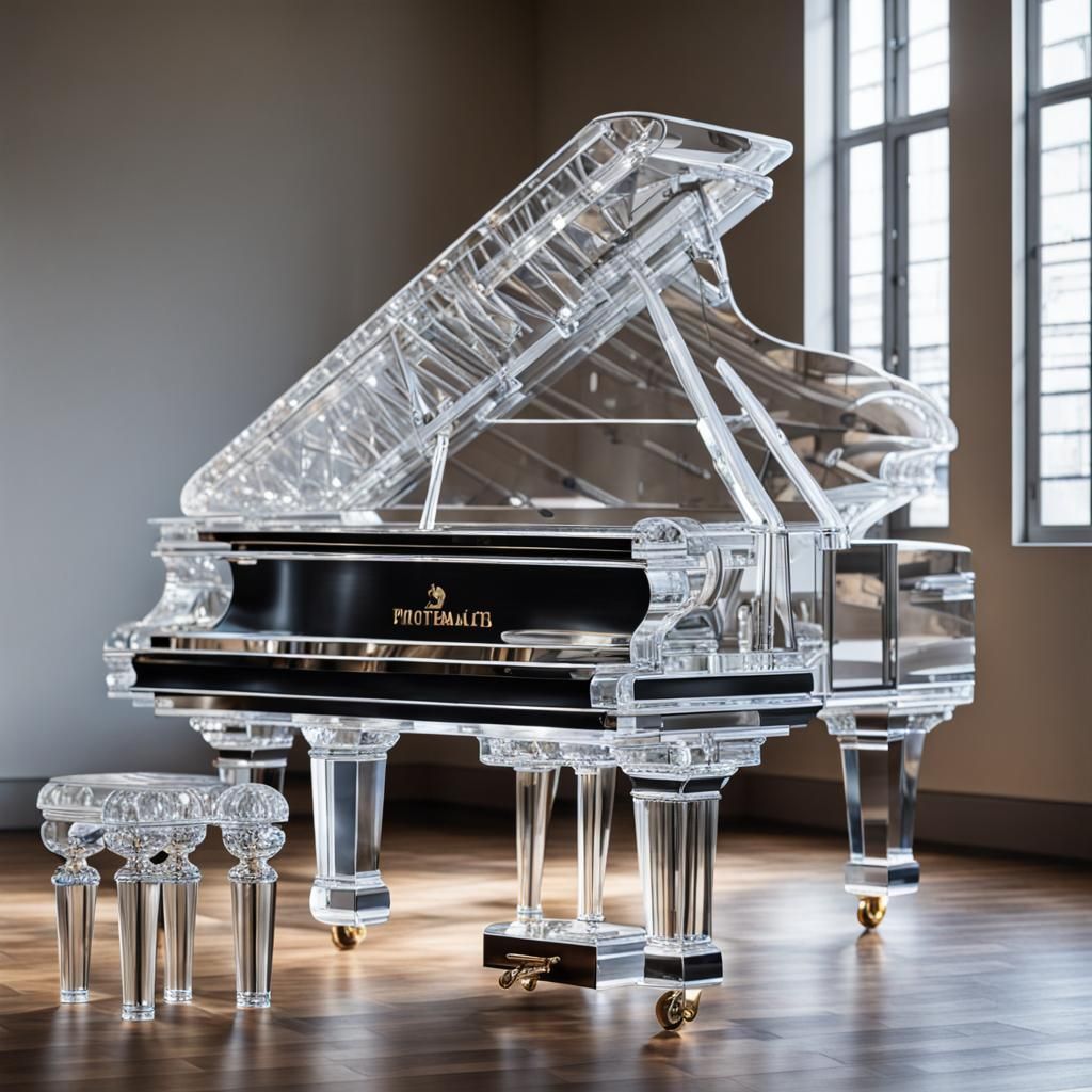 Crystal Grand Piano Photorealistic Image
