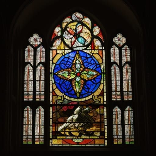 Epic Stained Glass Window Illuminated by Cinematic Lighting