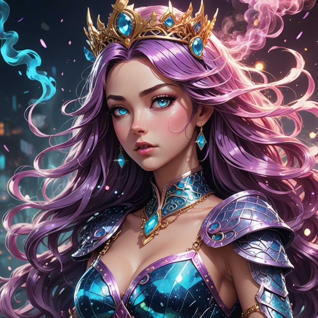 Sparkling Anime Queen in Majestic Twilight Pose