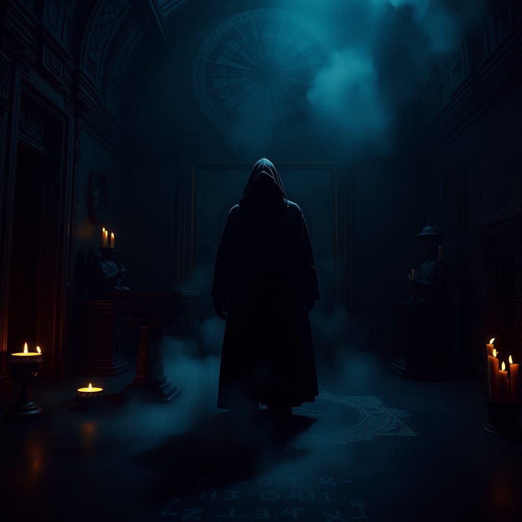 Mysterious Figure in a Haunted Chamber