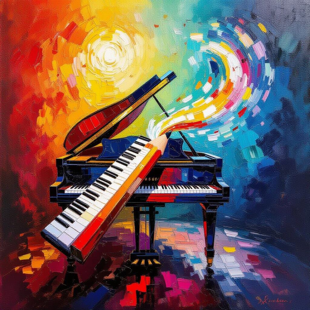 Impressionist Masterpiece: Pencil Becomes Cascading Piano Mu...