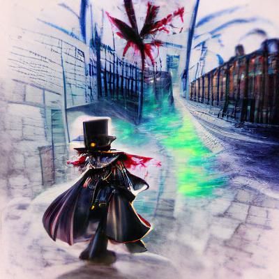 Eerie Gothic Portrait in Foggy London Alleyway