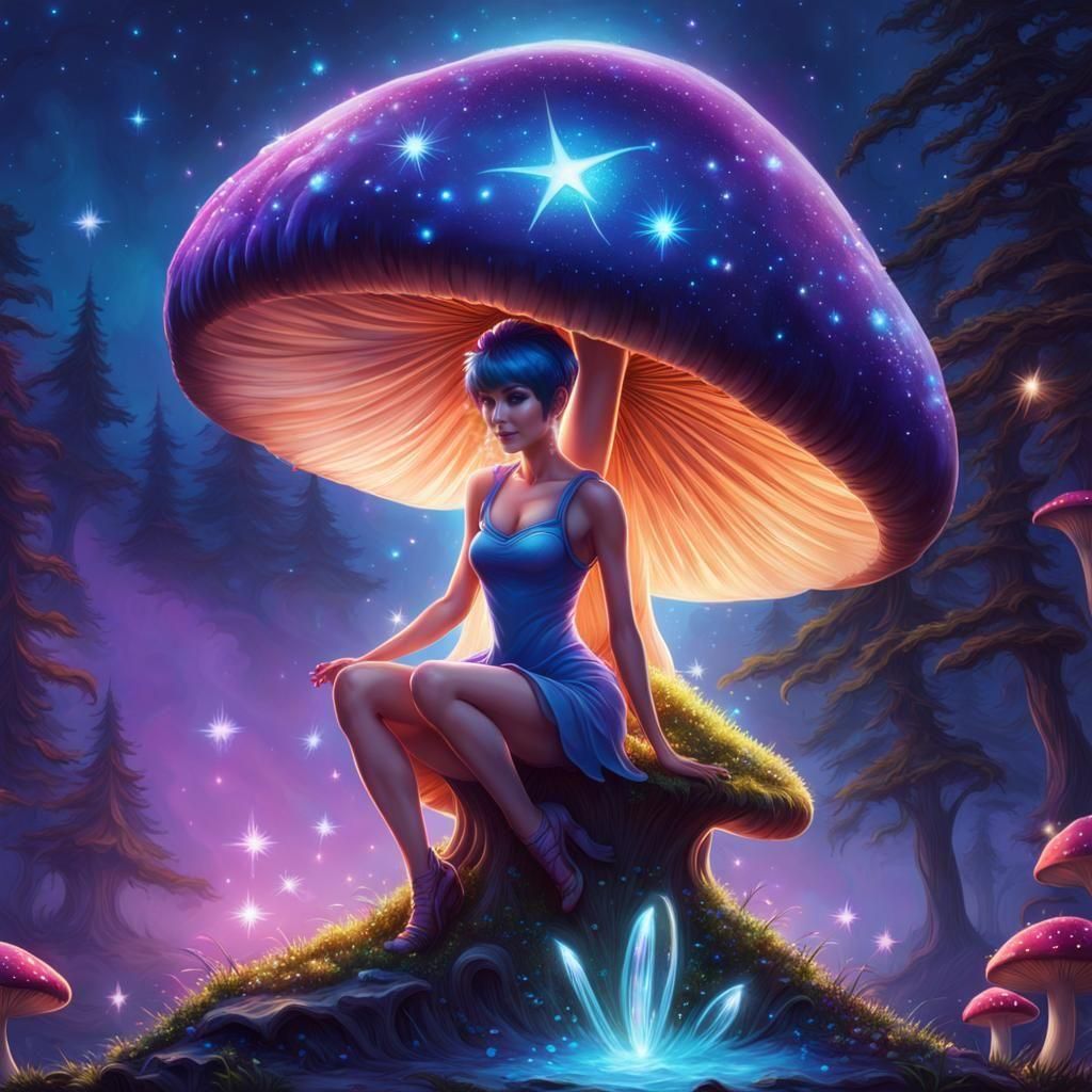 Pixie Dances in Moonlight, Hyperrealistic Splash Art