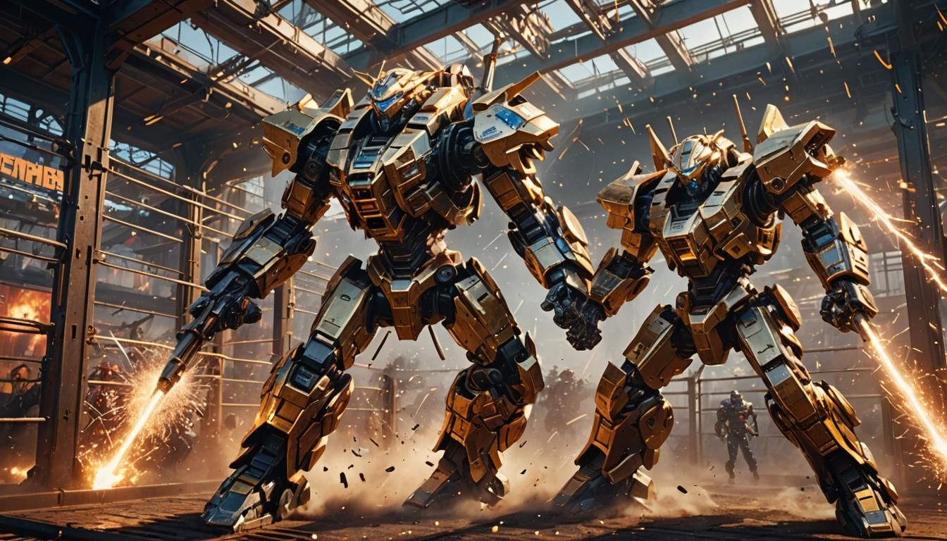 Mecha Battle in Caged Arena: Concept Art
