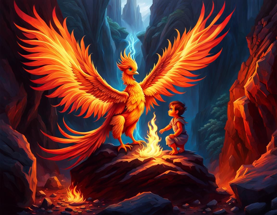 Blazing Baby Phoenix in Frozen Land