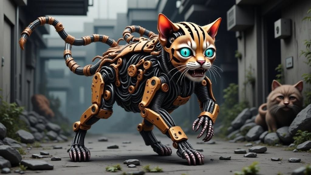 Cybernetic Tiger-Kitten Awaits Freedom