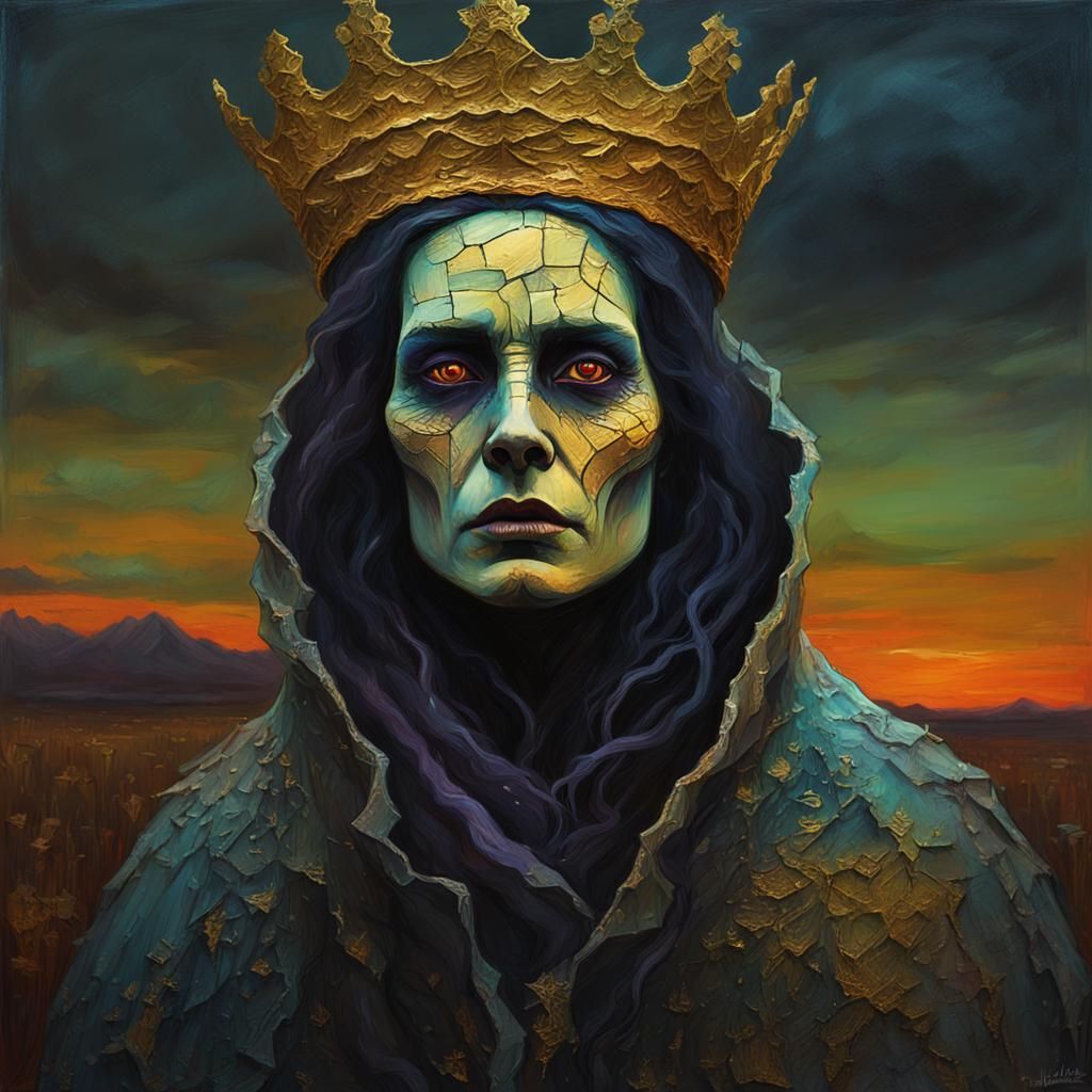 Deathless Queen in Twilight Landscape, American Realism