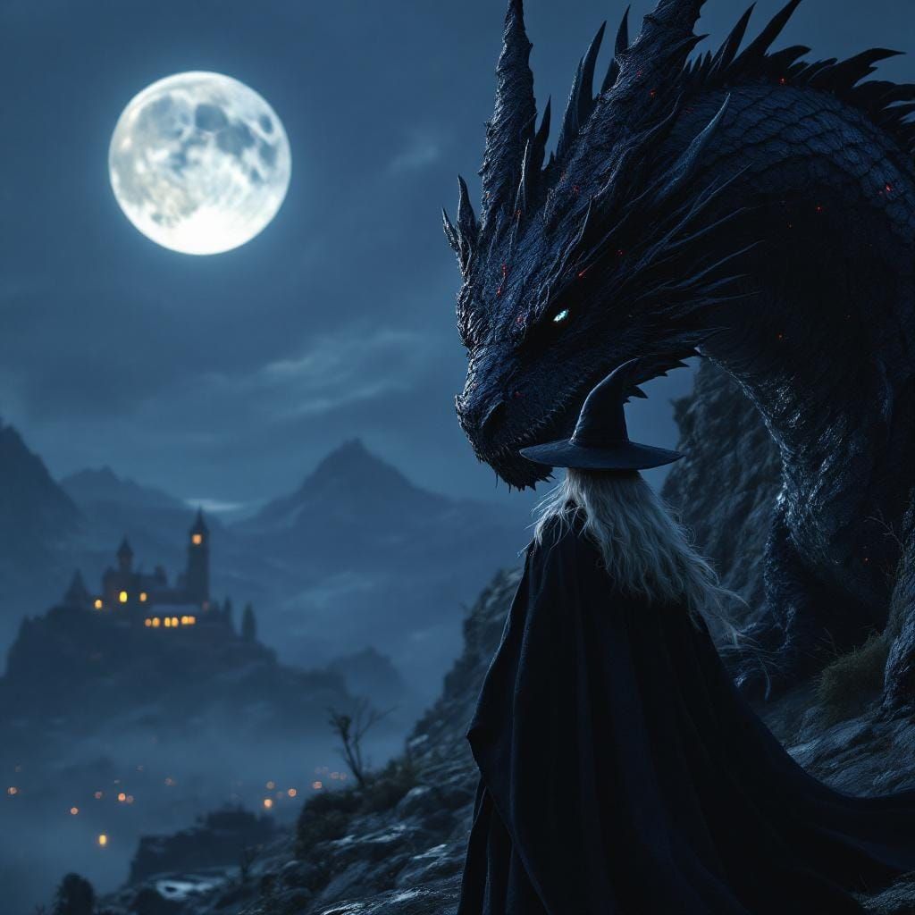 Witch and Dragon Overlook Village in Cinematic 3D